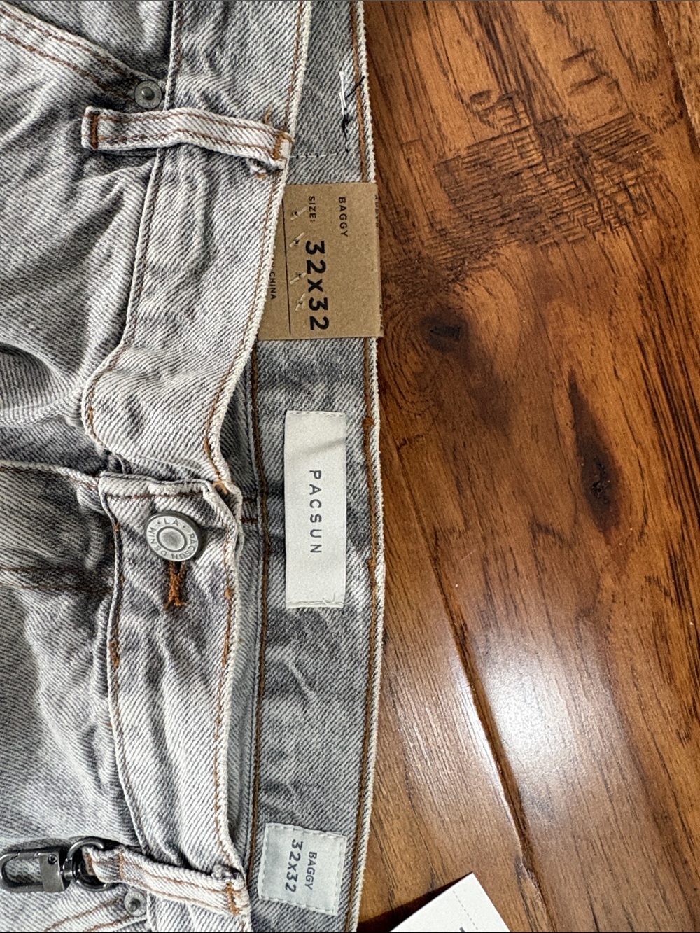 PacSun Men's Light Gray Straight Cargo Jeans - Picture 2 of 4